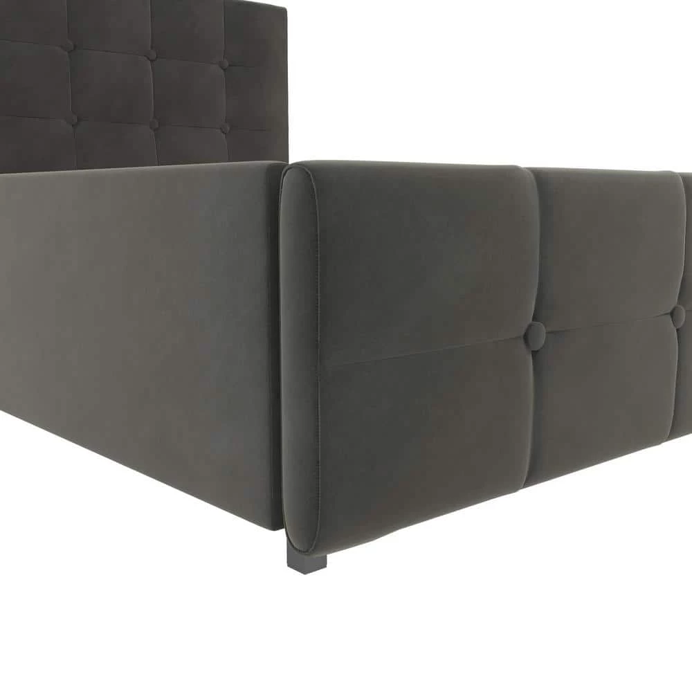 Ryan Gray Velvet Upholstered King Bed with Storage by DHP - Image 8