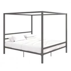 Rory Gunmetal Gray Metal King Canopy Bed by DHP