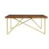 Rectangular Haze Finish Wood Coffee Table with Brass Metal Base (42 in. W x 17.25 in. H) by Home Decorators Collection