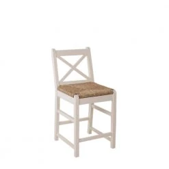 Dorsey Ivory Wood Counter Stool with Back and Woven Rush Seat by Home Decorators Collection