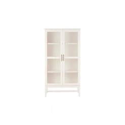 61.1 in. Ivory Wood 4-shelf Standard Bookcase with Glass Door by Home Decorators Collection