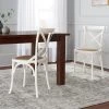 Mavery Ivory Wood Dining Chair with Cross Back and Woven Seat (Set of 2) (19 in. W x 34.6 in. H) by Home Decorators Collection