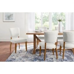 Ivory Upholstered Dining Chairs with Haze Finished Wood Accents (Set of 2) by Home Decorators Collection