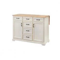 Ivory Kitchen Island with Natural Butcher Block Top by Home Decorators Collection