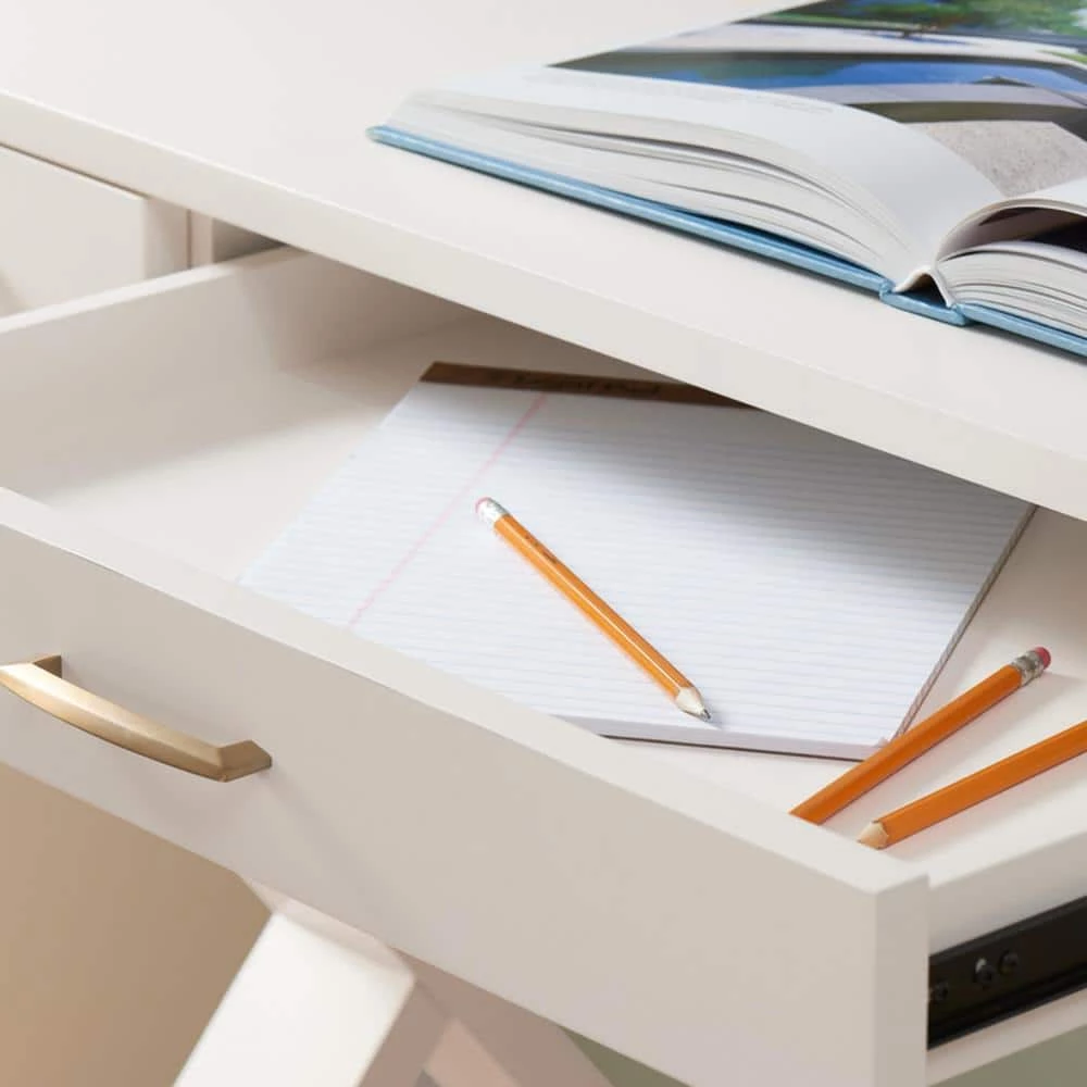 48 in. Rectangular Ivory 3 Drawer Writing Desk with Built-In Storage by Home Decorators Collection - Image 4