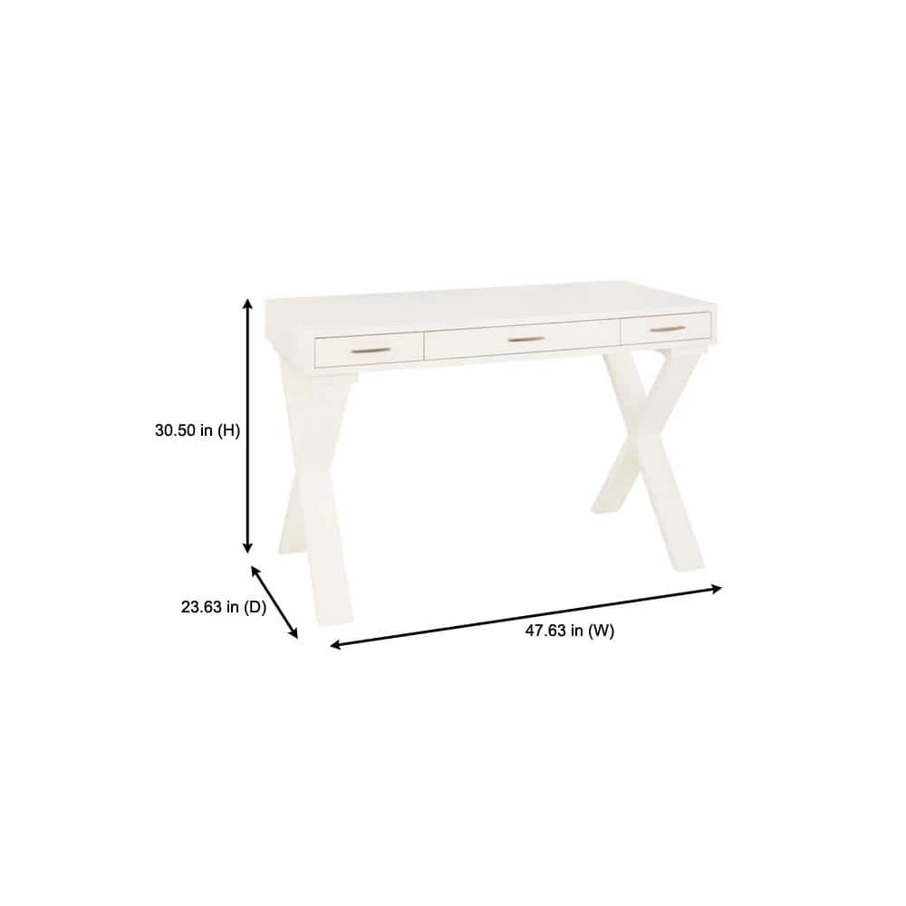 48 in. Rectangular Ivory 3 Drawer Writing Desk with Built-In Storage by Home Decorators Collection - Image 2