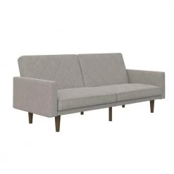 Paige Light Gray Linen Upholstered Futon by DHP