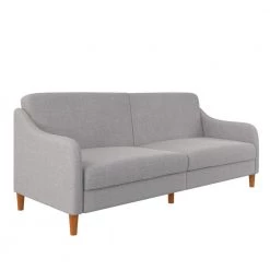 Jalen Light Gray Linen Upholstered Futon by DHP