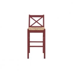 Dorsey Mason Red Wood Bar Stool with Back and Woven Rush Seat by Home Decorators Collection