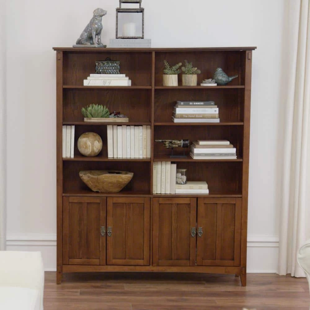 69 in. Medium Oak Wood 8-shelf Standard Bookcase with Adjustable Shelves by Home Decorators Collection