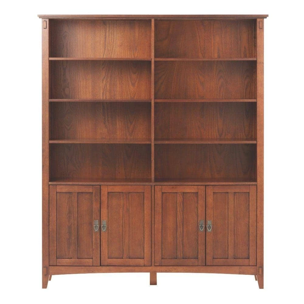 69 in. Medium Oak Wood 8-shelf Standard Bookcase with Adjustable Shelves by Home Decorators Collection - Image 6