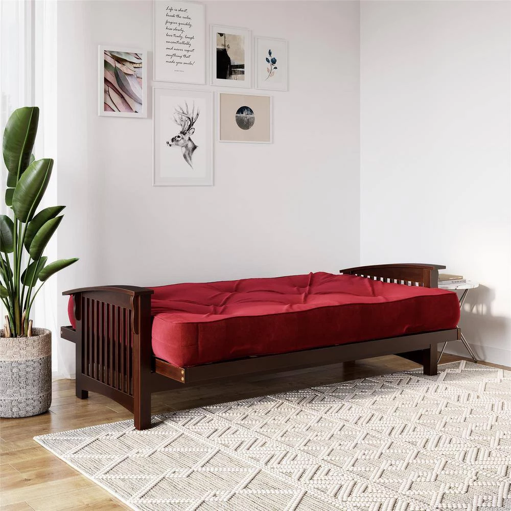 Classic 8 in. Independently Encased Coil Futon Full Size Mattress Merlot with CertiPUR-US Certified Foam by DHP - Image 8