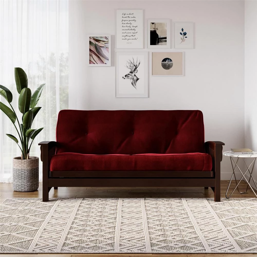 Classic 8 in. Independently Encased Coil Futon Full Size Mattress Merlot with CertiPUR-US Certified Foam by DHP - Image 3