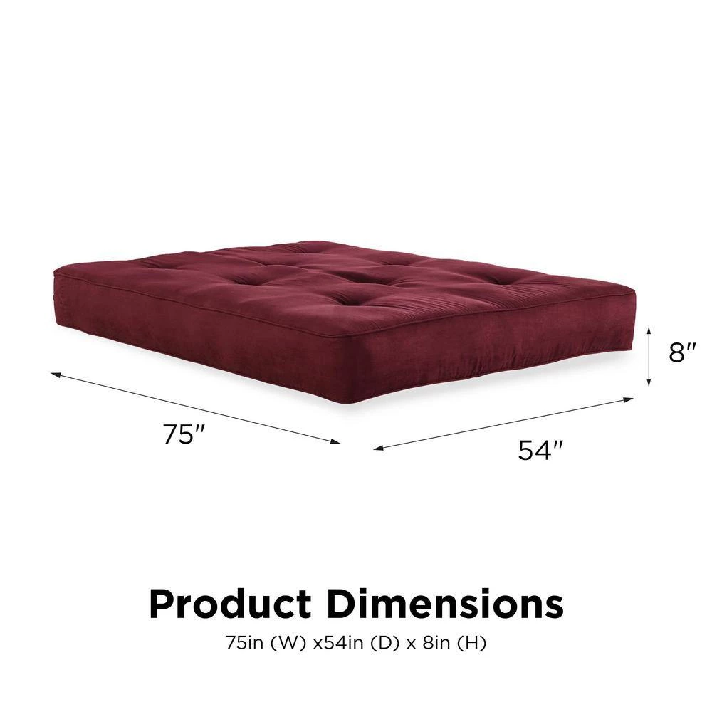 Classic 8 in. Independently Encased Coil Futon Full Size Mattress Merlot with CertiPUR-US Certified Foam by DHP - Image 7