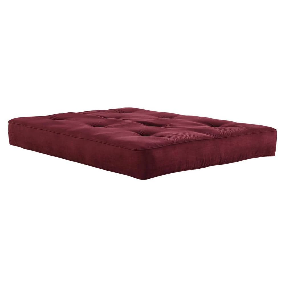 Classic 8 in. Independently Encased Coil Futon Full Size Mattress Merlot with CertiPUR-US Certified Foam by DHP