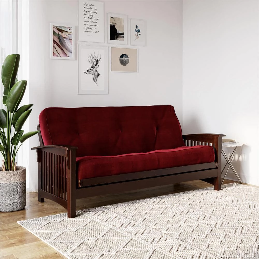 Classic 8 in. Independently Encased Coil Futon Full Size Mattress Merlot with CertiPUR-US Certified Foam by DHP - Image 2