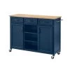 Midnight Blue Rolling Kitchen Cart with Butcher Block Top and Storage (48" W) by Home Decorators Collection