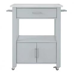 Vining Small Modern Gray Rolling Kitchen Cart with White Marble Top and Single-Drawer Storage (30" W) by Home Decorators Collection