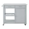 Vining Modern Gray Rolling Kitchen Cart with White Marble Top and Double-Drawer Storage (45" W) by Home Decorators Collection