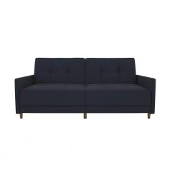 Andora Coil Twin/Double Size Navy Linen Futon by DHP