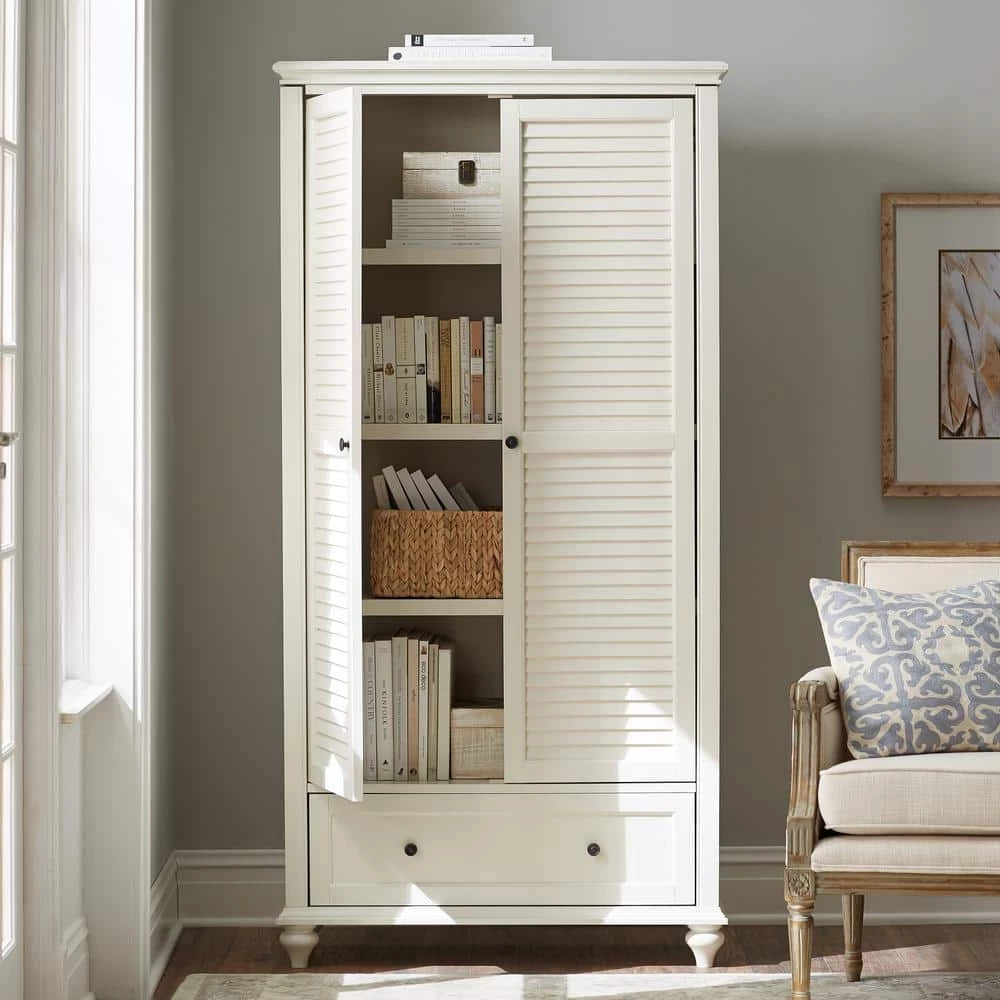 Hamilton 72 in. Polar White 4-shelf Bookcase with 2-Doors by Home Decorators Collection