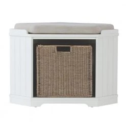 Whitaker 20 in. H x 28.25 in. W Corner Bench in Off White by Home Decorators Collection