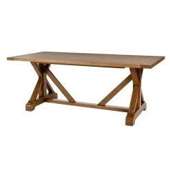Aberwood Patina Oak Finish Wood Rectangle Trestle Dining Table for 6 (78.75 in. L x 30 in. H) by Home Decorators Collection