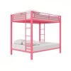 Corey Pink Metal Full Bunk Bed by DHP