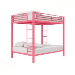 Corey Pink Metal Full Bunk Bed by DHP