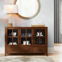Woodlin Sable Brown Buffet with Glass Door by Home Decorators Collection