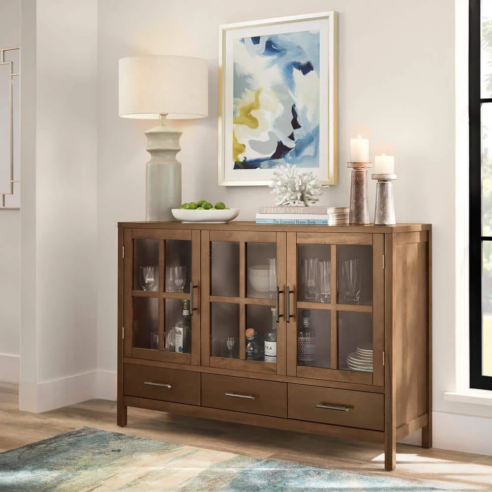 Woodlin Sable Brown Buffet with Glass Door by Home Decorators Collection - Image 8