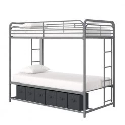 Bellona Silver Twin/Twin Bunk Bed with Storage Bin by DHP