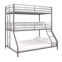 Cormac Silver Metal Twin/Full Triple Bunk Bed by DHP