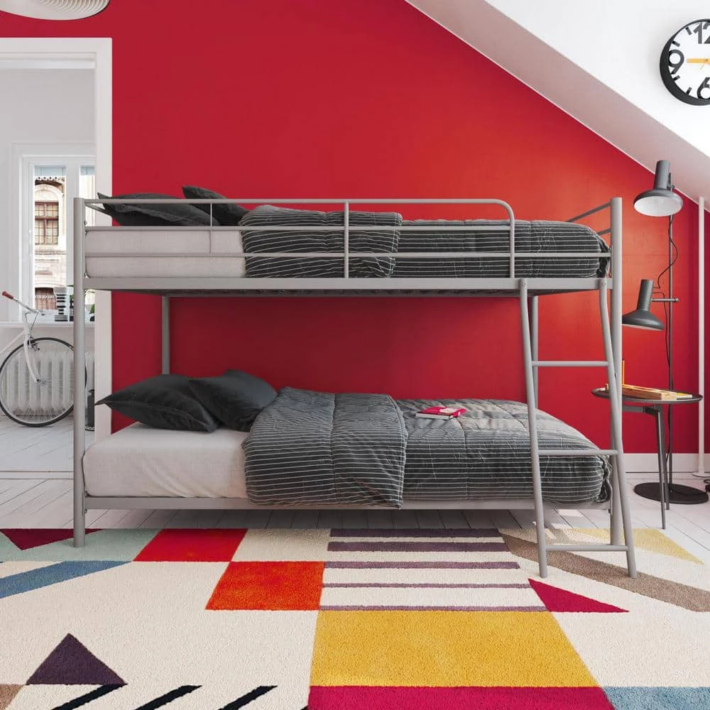 Fulton Silver Metal Twin Over Twin Bunk Bed by DHP - Image 3