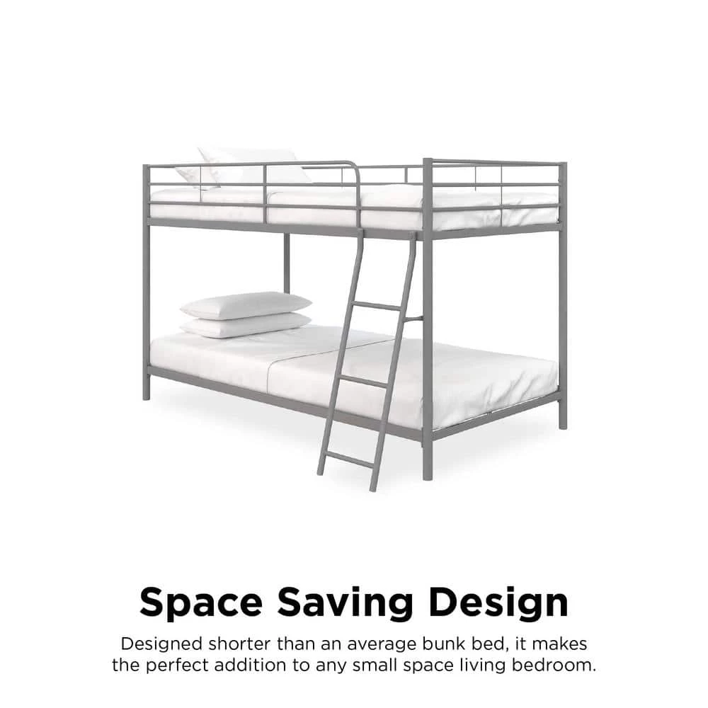 Fulton Silver Metal Twin Over Twin Bunk Bed by DHP - Image 9