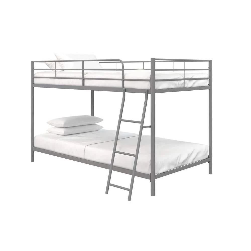 Fulton Silver Metal Twin Over Twin Bunk Bed by DHP