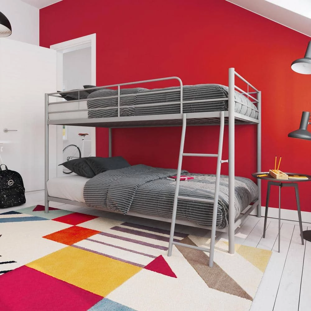 Fulton Silver Metal Twin Over Twin Bunk Bed by DHP - Image 2