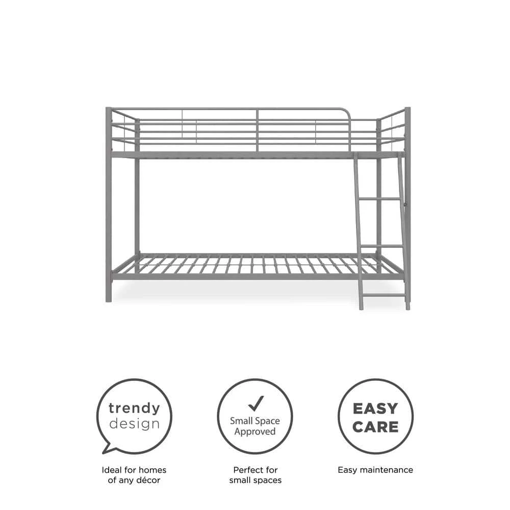 Fulton Silver Metal Twin Over Twin Bunk Bed by DHP - Image 12