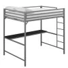 Mabel Silver Metal Full Loft Bed with Desk by DHP