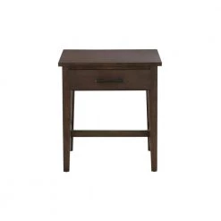 Bellamy Rectangular Smoke Brown Wood 1 Drawer End Table (20 in. W x 22 in. H) by Home Decorators Collection
