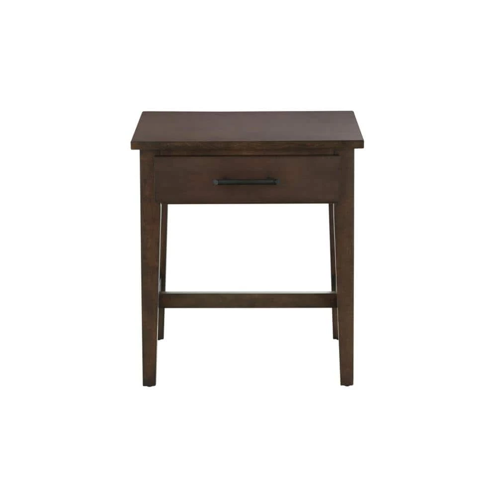 Bellamy Rectangular Smoke Brown Wood 1 Drawer End Table (20 in. W x 22 in. H) by Home Decorators Collection