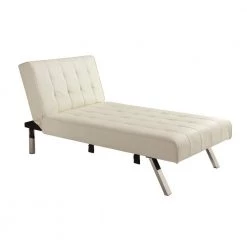 Eva Vanilla Faux Leather Upholstered Chaise by DHP