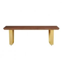 Wimberly 48 in. Walnut/Brass Large Rectangle Wood Coffee Table with Metal Base by Home Decorators Collection