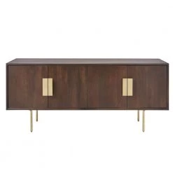 54 in. Mid-Century Modern Walnut Media Cabinet with Gold Metal Accents by Home Decorators Collection