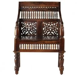 Maharaja Walnut Wood Hand-Carved Arm Chair by Home Decorators Collection