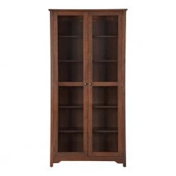 Bradstone 72.20 in. Walnut Bookcase with Glass Doors by Home Decorators Collection