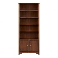 Bradstone 72.28 in. Walnut Open Bookcase with 2 Doors by Home Decorators Collection