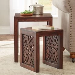 Maharaja Walnut 2-Piece Nesting End Table by Home Decorators Collection