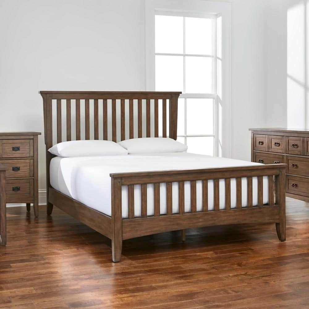 Abrams Walnut Finish King Mission Style Bed (85 in. W x 54 in. H) by Home Decorators Collection - Image 4