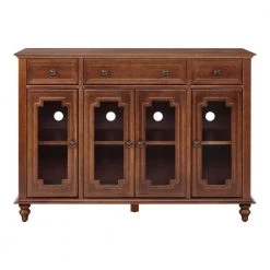 Harriston Walnut Solid Wood Glass Door Buffet by Home Decorators Collection